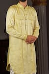 Shop_YAJY by Aditya Jain_Yellow Kurta Silk Embroidery Mirror Dhaya And Dhoti Pant Set _Online_at_Aza_Fashions