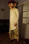 Buy_YAJY by Aditya Jain_Green Silk Embroidery Mirror Keyshi Kurta And Dhoti Pant Set _Online_at_Aza_Fashions