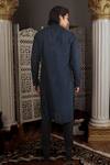 Shop_Yajy By Aditya Jain_Blue Kurta Silk, Pant Stretch Cotton Thread Ramalya And Set_at_Aza_Fashions