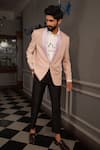 Buy_YAJY by Aditya Jain_Pink Tuxedo Italian Suiting Textured Pattern Floral Vani_at_Aza_Fashions