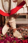 Yajy By Aditya Jain_Off White Churidar Stretch Cotton, Kurta And Dupatta Silk, Lava Embroidered Set _at_Aza_Fashions