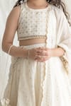 Shop_Chotibuti_Ivory Cotton; Lining: Mulmul Embroidered Thread Work And Lehenga Set For Girls_Online_at_Aza_Fashions