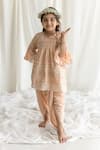 Shop_Chotibuti_Peach Georgette Tassels Chikankari Angarkha Kurta And Dhoti Pant Set _at_Aza_Fashions