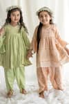 Chotibuti_Peach Georgette Tassels Chikankari Angarkha Kurta And Dhoti Pant Set _Online_at_Aza_Fashions
