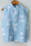 Shop_Chotibuti_Blue Linen Embroidered Bundi And Kurta Set For Boys_at_Aza_Fashions