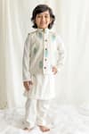 Buy_Chotibuti_Off White Cotton Embroidered Peacock Feather Motifs Bundi And Kurta Set _at_Aza_Fashions