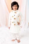 Buy_Chotibuti_Off White Cotton Embroidery Bumble Bee Bundi And Kurta Set _at_Aza_Fashions