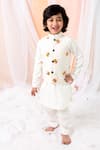 Shop_Chotibuti_Off White Cotton Embroidery Bumble Bee Bundi And Kurta Set _at_Aza_Fashions