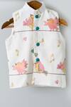 Shop_Chotibuti_Off White Cotton Embroidered Bird Motifs Bundi And Kurta Set _at_Aza_Fashions