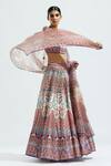 Shop_Rajdeep Ranawat_Ivory Lycra, Dupion, Kota Silk Floral, Leela Printed Bridal Lehenga Set_Online_at_Aza_Fashions