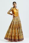 Buy_Rajdeep Ranawat_Yellow Dupion Printed Geometric Leela Lehenga Skirt  _at_Aza_Fashions