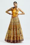 Buy_Rajdeep Ranawat_Yellow Dupion Printed Geometric Leela Lehenga Skirt  _Online_at_Aza_Fashions