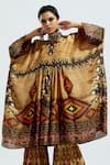 Buy_Rajdeep Ranawat_Brown Silk Printed Geometric High Neck Parwati Tunic  _at_Aza_Fashions