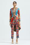 Buy_Rajdeep Ranawat_Blue Satin Philippe Printed Jacket_at_Aza_Fashions