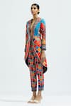 Shop_Rajdeep Ranawat_Blue Satin Philippe Printed Jacket_Online_at_Aza_Fashions