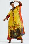 Buy_Rajdeep Ranawat_Yellow Satin Floral, Geometric Permaz Printed Palazzo_Online_at_Aza_Fashions