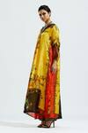 Shop_Rajdeep Ranawat_Yellow Satin Floral, Geometric Permaz Printed Palazzo_Online_at_Aza_Fashions
