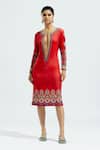 Buy_Rajdeep Ranawat_Red Lycra Nora Printed Shift Dress_at_Aza_Fashions