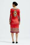 Shop_Rajdeep Ranawat_Red Lycra Nora Printed Shift Dress_at_Aza_Fashions