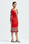 Rajdeep Ranawat_Red Lycra Nora Printed Shift Dress_Online_at_Aza_Fashions