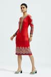 Shop_Rajdeep Ranawat_Red Lycra Nora Printed Shift Dress_Online_at_Aza_Fashions