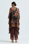 Shop_Rajdeep Ranawat_Black Silk Printed Geometric Band Navya Draped Tunic And Pant Set  _at_Aza_Fashions