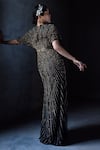 Geisha Designs_Black Viscose And Nylon Beads & Cutdana, Sequin Denise Embroidered Gown _Online_at_Aza_Fashions