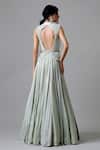 Shop_Geisha Designs_Green Nylon And Viscose Chikankari & Sequin Band Mahtab Embroidered Gown _at_Aza_Fashions