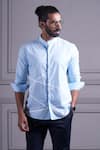 Agape_Blue Linen Shirt _Online_at_Aza_Fashions