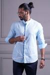 Buy_Agape_Blue Linen Shirt _Online_at_Aza_Fashions