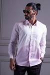 Agape_Pink Cotton Linen Printed Floral Shirt _Online_at_Aza_Fashions