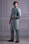 Buy_Agape_Green Silk Cording Sherwani Set_at_Aza_Fashions