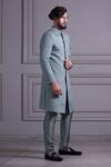 Agape_Green Silk Cording Sherwani Set_Online_at_Aza_Fashions