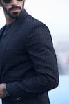 Agape_Black Suiting Plain Pintuck Blazer _at_Aza_Fashions