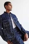 Shop_Countrymade_Blue Cotton Block Print Camouflage Pattern Camo Denim Jacket _Online_at_Aza_Fashions