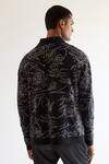 Shop_Countrymade_Black 100% Cotton Geometric Jacquard Sweater_at_Aza_Fashions