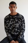 Countrymade Black 100% Cotton Camo Dash Jacquard Sweater Online at Aza Fashions Countrymade_Black 100% Cotton Camo Dash Jacquard Sweater_Online_at_Aza_Fashions
