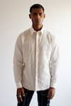 Buy_Countrymade_Ivory Linen Embroidery Abstract Shirt _Online_at_Aza_Fashions