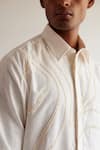 Countrymade_Ivory Linen Embroidery Abstract Shirt _at_Aza_Fashions