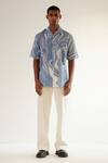 Buy_Countrymade_Blue Linen Abstract Print Shirt_at_Aza_Fashions