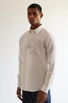 Buy_Countrymade_Ivory Linen Embroidery Abstract Shirt _Online_at_Aza_Fashions