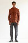 Buy_Countrymade_Brown Linen Safari Shirt_at_Aza_Fashions