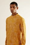 Buy_Countrymade_Yellow Chanderi Printed Abstract Kurta And Churidar Set _Online_at_Aza_Fashions