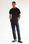 Buy_Countrymade_Black Cotton Silk Infinity Pattern Quilted Trousers_at_Aza_Fashions