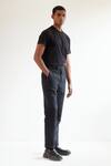 Countrymade_Black Cotton Silk Infinity Pattern Quilted Trousers_Online_at_Aza_Fashions