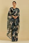 Buy Atelier Shikaarbagh Black Saree - French Chiffon Floral Print Adrienne at Aza Fashions Buy_Atelier Shikaarbagh_Black Saree - French Chiffon Floral Print Adrienne _at_Aza_Fashions