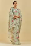 Buy Atelier Shikaarbagh Green Saree - French Chiffon Floral Print, Sequins Natalie at Aza Fashions Buy_Atelier Shikaarbagh_Green Saree - French Chiffon Floral Print, Sequins Natalie _at_Aza_Fashions
