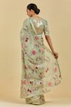 Shop Atelier Shikaarbagh Green Saree - French Chiffon Floral Print, Sequins Natalie at Aza Fashions Shop_Atelier Shikaarbagh_Green Saree - French Chiffon Floral Print, Sequins Natalie _at_Aza_Fashions