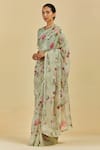 Atelier Shikaarbagh Green Saree - French Chiffon Floral Print, Sequins Natalie Online at Aza Fashions Atelier Shikaarbagh_Green Saree - French Chiffon Floral Print, Sequins Natalie _Online_at_Aza_Fashions