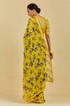 Shop_Atelier Shikaarbagh_Yellow Saree - French Chiffon Leaf, Sequins Caroline Print _at_Aza_Fashions